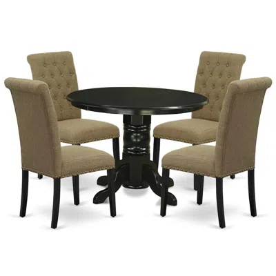 East West Furniture Dining Room Set Black, Shbr5-blk-17