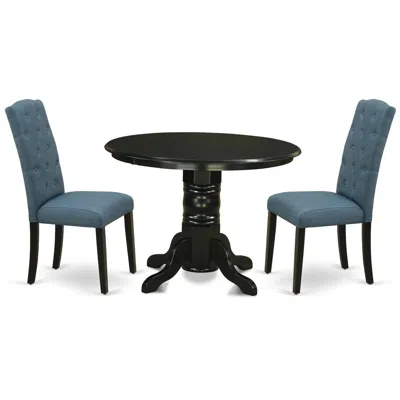 East West Furniture Dining Room Set Black, Shce3-blk-21 In Multi
