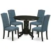 East West Furniture Dining Room Set Black, Shce5-blk-21 In Blue