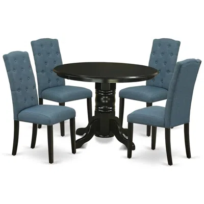 East West Furniture Dining Room Set Black, Shce5-blk-21