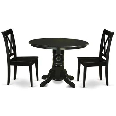 East West Furniture Dining Room Set Black, Shcl3-blk-w
