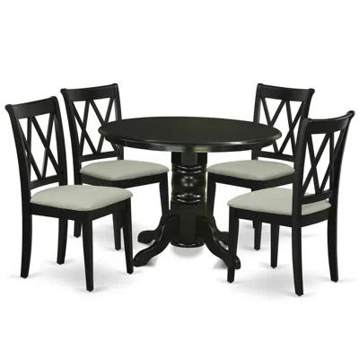 East West Furniture Dining Room Set Black, Shcl5-blk-c