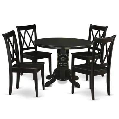 East West Furniture Dining Room Set Black, Shcl5-blk-w