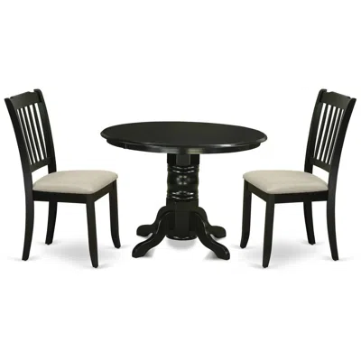 East West Furniture Dining Room Set Black, Shda3-blk-c