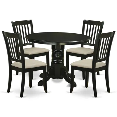 East West Furniture Dining Room Set Black, Shda5-blk-c