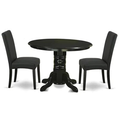 East West Furniture Dining Room Set Black, Shdr3-blk-24