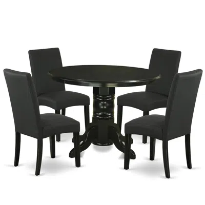East West Furniture Dining Room Set Black, Shdr5-blk-24