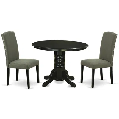 East West Furniture Dining Room Set Black, Shen3-blk-20