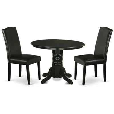East West Furniture Dining Room Set Black, Shen3-blk-69