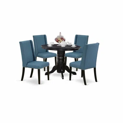 East West Furniture Dining Room Set Black, Shfl5-blk-21