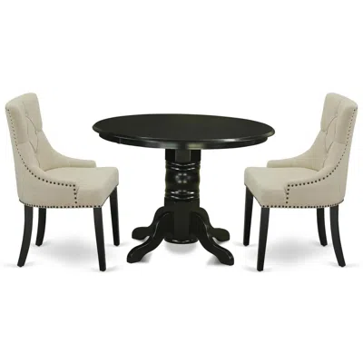 East West Furniture Dining Room Set Black, Shfr3-blk-02 In Brown