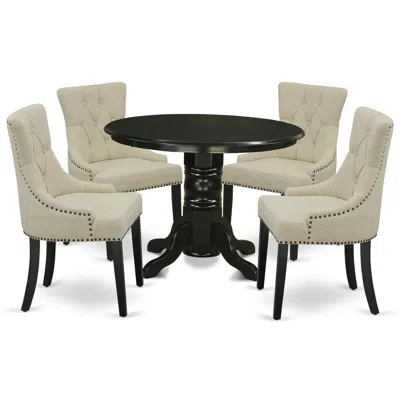 East West Furniture Dining Room Set Black, Shfr5-blk-02