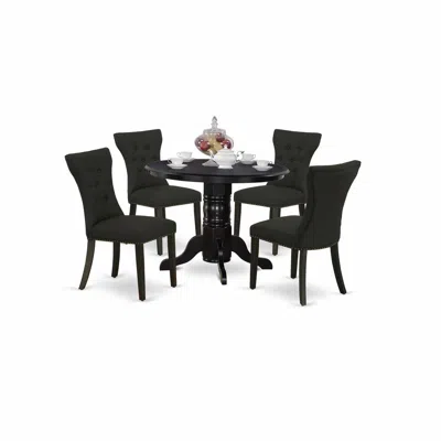 East West Furniture Dining Room Set Black, Shga5-blk-24
