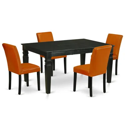 East West Furniture Dining Room Set Black, Weab5-blk-61