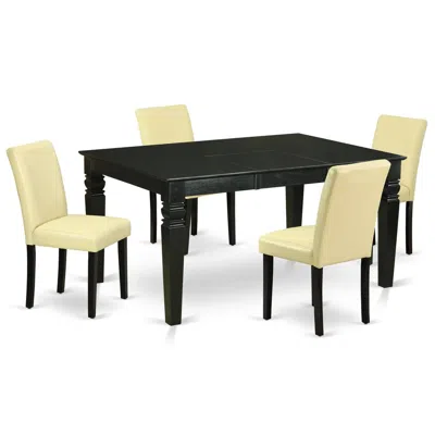 East West Furniture Dining Room Set Black, Weab5-blk-73