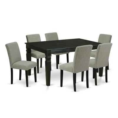 East West Furniture Dining Room Set Black, Weab7-blk-06
