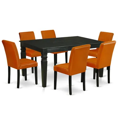 East West Furniture Dining Room Set Black, Weab7-blk-61 In Multi