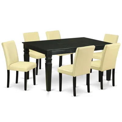 East West Furniture Dining Room Set Black, Weab7-blk-73