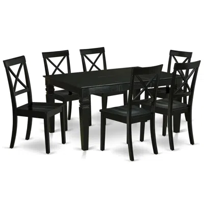East West Furniture Dining Room Set Black, Webo7-blk-w