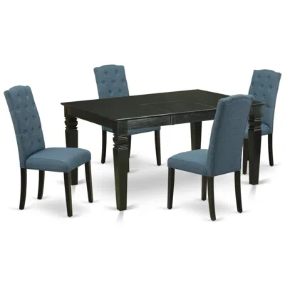 East West Furniture Dining Room Set Black, Wece5-blk-21