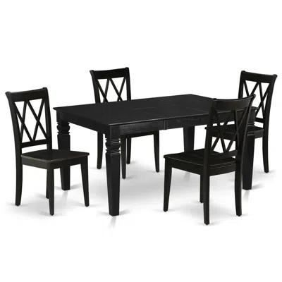East West Furniture Dining Room Set Black, Wecl5-blk-w