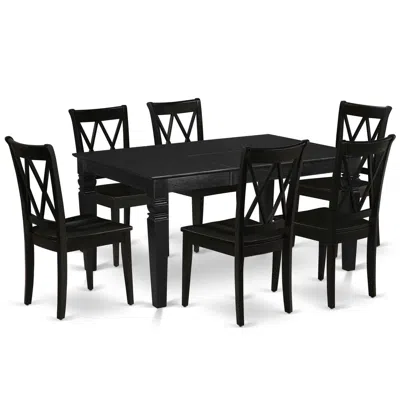 East West Furniture Dining Room Set Black, Wecl7-blk-w
