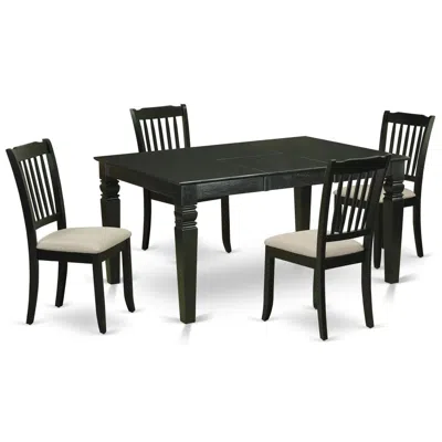 East West Furniture Dining Room Set Black, Weda5-blk-c