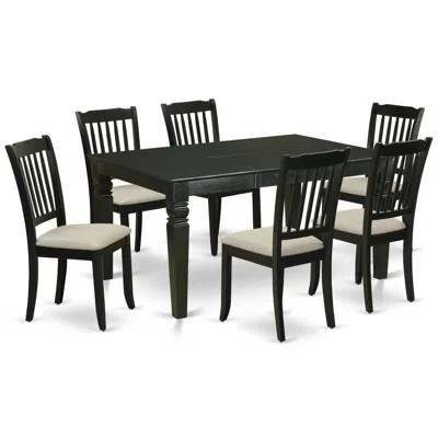 East West Furniture Dining Room Set Black, Weda7-blk-c