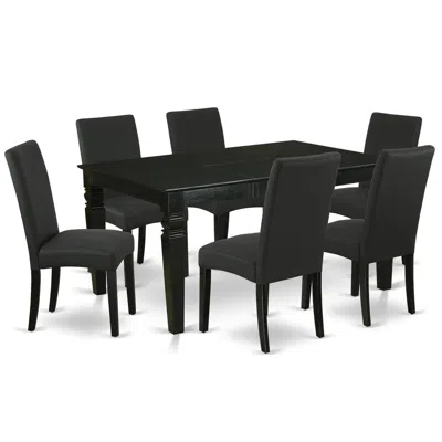 East West Furniture Dining Room Set Black, Wedr7-blk-24