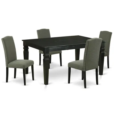 East West Furniture Dining Room Set Black, Ween5-blk-20