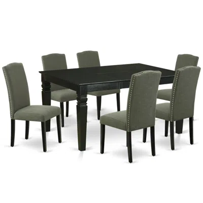 East West Furniture Dining Room Set Black, Ween7-blk-20
