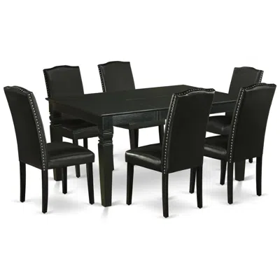 East West Furniture Dining Room Set Black, Ween7-blk-69