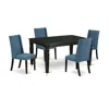 East West Furniture Dining Room Set Black, Wefl5-blk-21 In Blue
