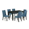 East West Furniture Dining Room Set Black, Dufl7-blk-21 In Blue