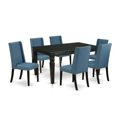East West Furniture Dining Room Set Black, Wefl7-blk-21