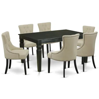 East West Furniture Dining Room Set Black, Wefr7-blk-02