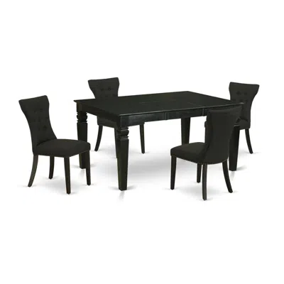 East West Furniture Dining Room Set Black, Wega5-blk-24