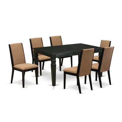East West Furniture Dining Room Set Black, Wela7-blk-47