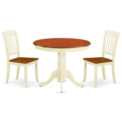 East West Furniture Dining Room Set Buttermilk & Cherry, Anda3-bmk-w In Brown