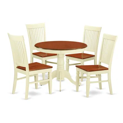 East West Furniture Dining Room Set Buttermilk & Cherry, Anwe5-bmk-w In Black