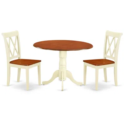 East West Furniture Dining Room Set Buttermilk & Cherry, Dlcl3-bmk-w In White