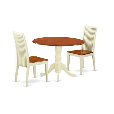 East West Furniture Dining Room Set Buttermilk & Cherry, Dlip3-bmk-w In Brown