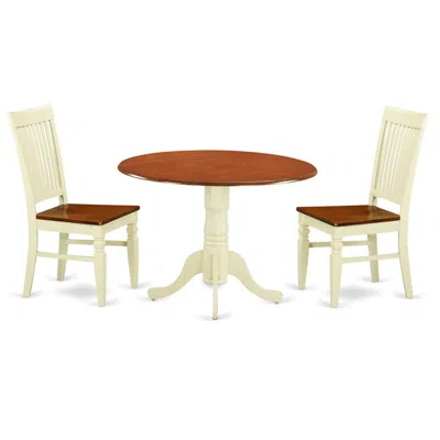East West Furniture Dining Room Set Buttermilk & Cherry, Dlwe3-bmk-w