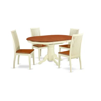 East West Furniture Dining Room Set Buttermilk & Cherry, Keip5-bmk-w In White