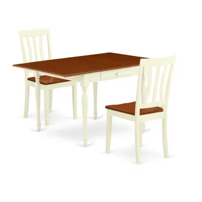 East West Furniture Dining Room Set Buttermilk & Cherry, Mzan3-whi-w