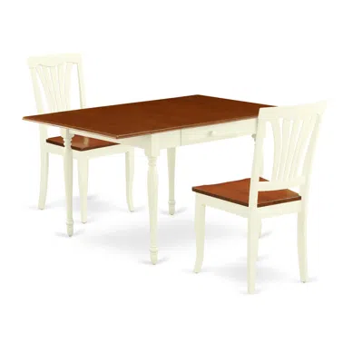 East West Furniture Dining Room Set Buttermilk & Cherry, Mzav3-whi-w In Blue