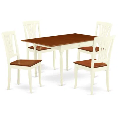 East West Furniture Dining Room Set Buttermilk & Cherry, Mzav5-whi-w In Burgundy