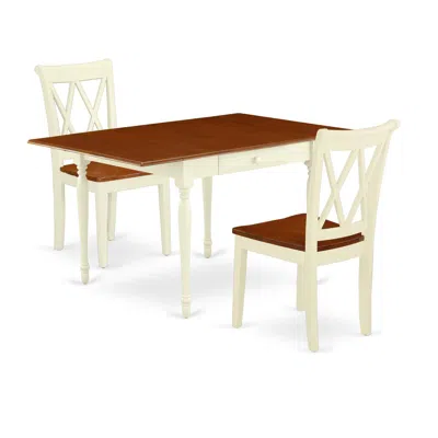 East West Furniture Dining Room Set Buttermilk & Cherry, Mzcl3-whi-w In Neutral