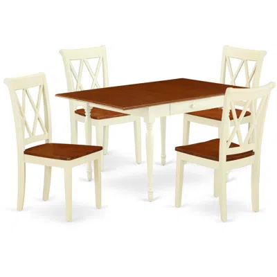 East West Furniture Dining Room Set Buttermilk & Cherry, Mzcl5-whi-w In Brown