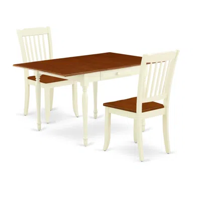 East West Furniture Dining Room Set Buttermilk & Cherry, Mzda3-whi-w